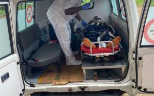 Patient in an MSF ambulance