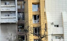 Shattered windows and external damage shown at Mechnikov hospital following attack on Dnipro