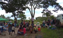 Mobile clinic under tree in Huila province