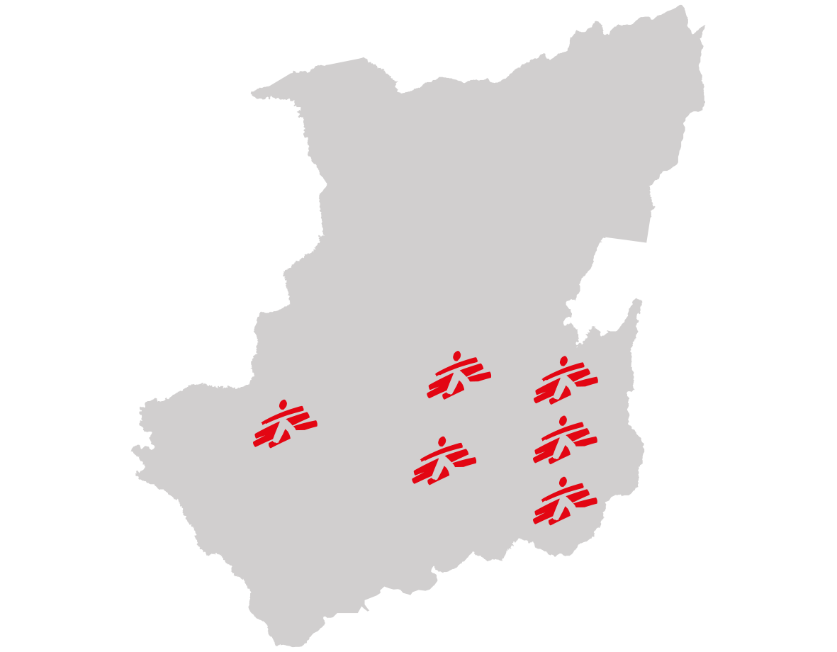 Carte d'actvités de MSF au Nord-Kivu